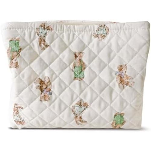 HAPPYHEIDI Cotton Quilted Makeup Bag Cosmetic Toiletry Travel Pouch Purse accessory Organizer,Cute Bears