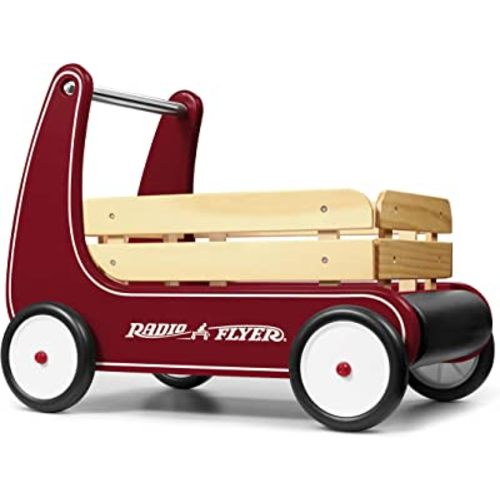Radio Flyer Classic Walker Wagon, Sit to Stand Toddler Toy, Wood Walker, For Ages 1-4, Red