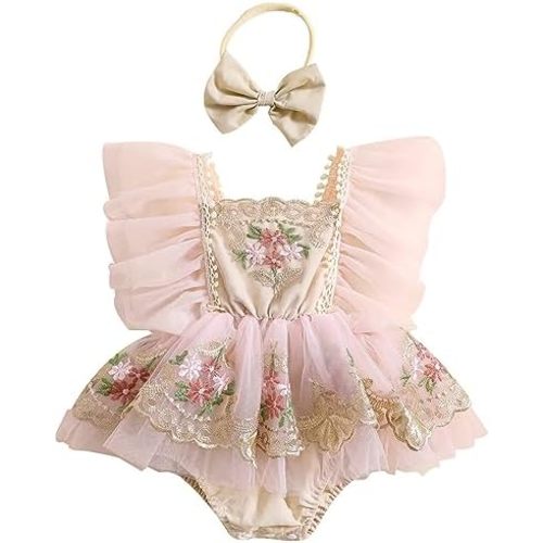Mubineo Baby Girl Summer Clothes Lace Romper Skirt Dress Princess Outfits Sleeveless Flower Newborn Outfit