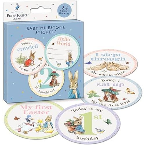 Peter Rabbit Baby Milestone Cards | 24 Stickers to Mark All The Important milestones | Official Licensed Product | Perfect for Baby Shower Gifts, New Baby Gifts for Girls & Boys | Unisex Baby Gift