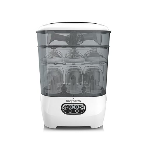 Baby Brezza Bottle Sterilizer and Dryer Advanced – 33% Faster - Largest Capacity Steam Sanitizer - Universal Sterilization Machine for All Bottles + Pump Parts - HEPA Air Filter