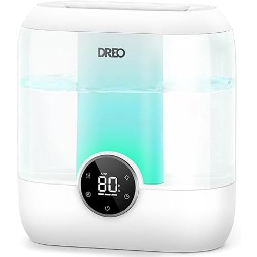 Dreo Humidifiers for Bedroom, 6L Supersized Cool Mist Humidifiers for Large Room, 60H Runtime 28 dB Quiet, Top Fill Air Humidifiers for Home, Baby, Plant, Nursery, Indoor, Night Light, Ultrasonic
