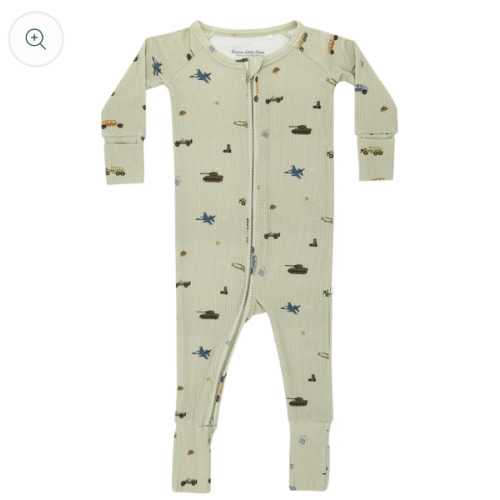 Military Small Ribbed Zip Romper