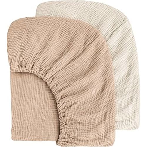 Muslin Cotton Crib Sheets - Neutral Fitted Sheets for Standard Crib& Toddler Mattress Soft and Breathable Baby Sheets for Boys and Girls - 28"x52"