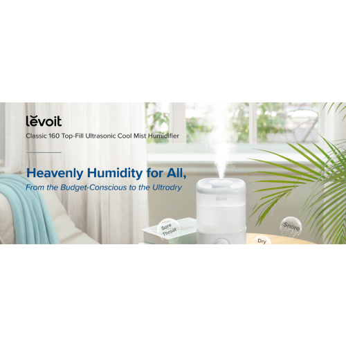 LEVOIT Top Fill Humidifiers for Bedroom, 2.5L Tank for Large Room, Easy to Fill & Clean, 28dB Quiet Cool Mist Air Humidifier for Home Baby Nursery & Plants, Auto Shut-off and BPA-Free for Safety, 25H - White