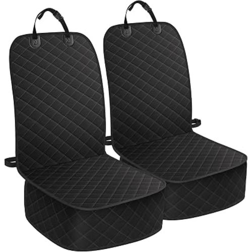 ELONGRIVER Dog Car Seat Covers, Waterproof Front Seat Cover for Dogs, Scratch-Proof, Nonslip Pet Passenger Seat Cover Protector, Universal Fit for Cars Trucks SUVs, Standard Size, 2 Packs Black