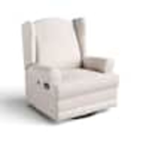Storkcraft Serenity Ivory Polyester Swivel Glider Recliner with Rocking 06510-21A