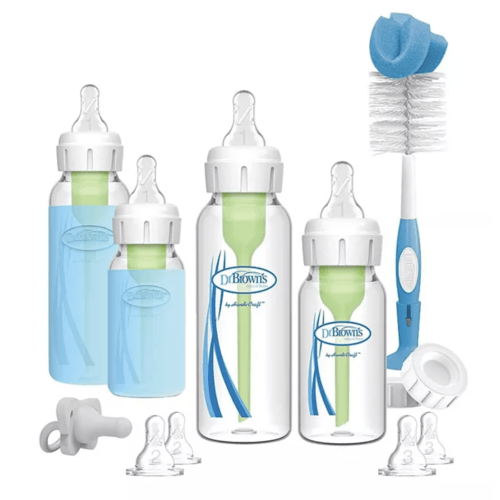 Dr. Browns Unisex 18 Piece Anti-Colic Options+ Narrow Glass Baby Bottle Starter Set
