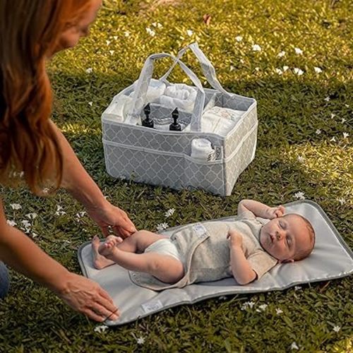 Baby Changing Pad, Portable Diaper Changing Pads for Newborn Girl & boy – Waterproof Travel Changing Station- Gift by Comfy Cubs (Earth Green, Compact)