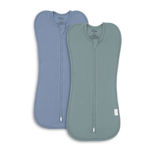 Swaddle Blanket Baby Girl Boy Easy Zipper Wrap 2 Pack Newborn Infant Sleep Sack by Comfy Cubs - Large 3-6 Months - Solid Pattern - Nomadic Blue, Azul