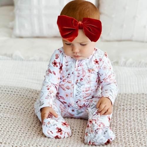 Wren's Wildflower Zipper Ruffle Footie