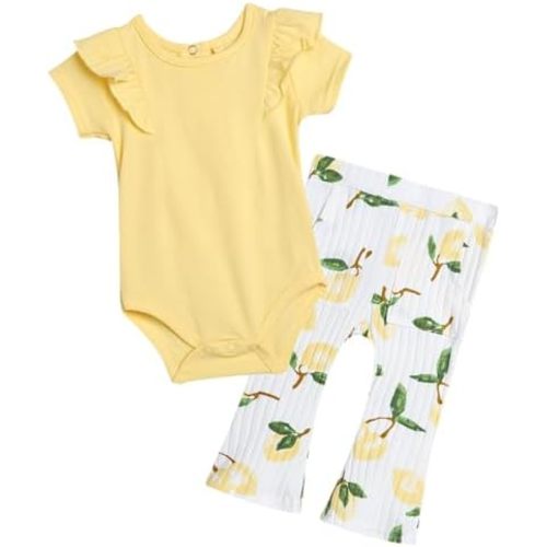 Jessica Simpson Baby Girl Clothes Set - 2 Piece Baby Onesie Bodysuit and Infant Pants Newborn Girl Outfits (Sizes: 0-9M)
