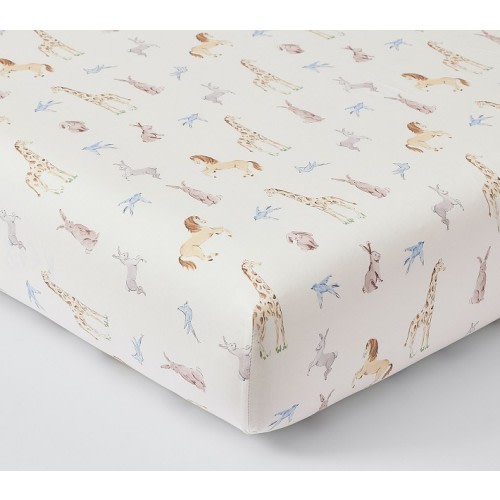 AERIN Animals Organic Crib Fitted Sheet