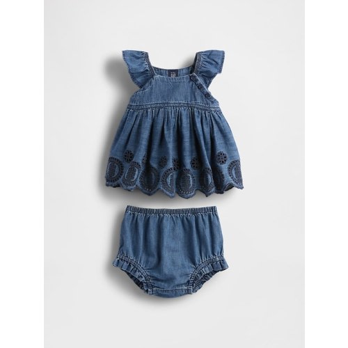 Baby Denim Eyelet Outfit Set