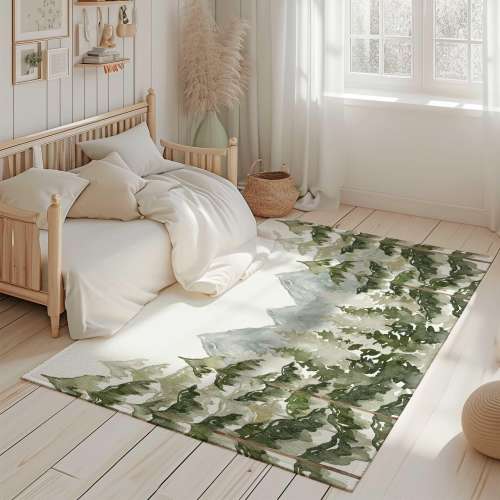 Mountain Nursery Decor, Mountain Nursery Area Rug, Forest Nursery Decor, Mountain Forest Nursery Decor, Area Rug for Kids Bedroom, Gift