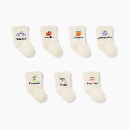 Small Story Days of the Week Socks (7 pack) - Fruit Days, 0-3 M