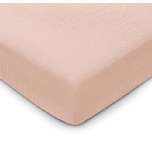 Muslin Fitted Crib Sheet, Extra Soft 100% Muslin Cotton Crib Sheets for Standard Crib and Toddler Mattresses by Comfy Cubs, Color: Blush