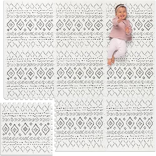 Lillefolk Baby Foam Play Mat - Baby Playmat | Tiles for Kids Interlocking Mat - Foam Baby Mat for Babies & Toddlers - Non Toxic Play Mat for Baby Tummy Time Mat 6x6ft Boho