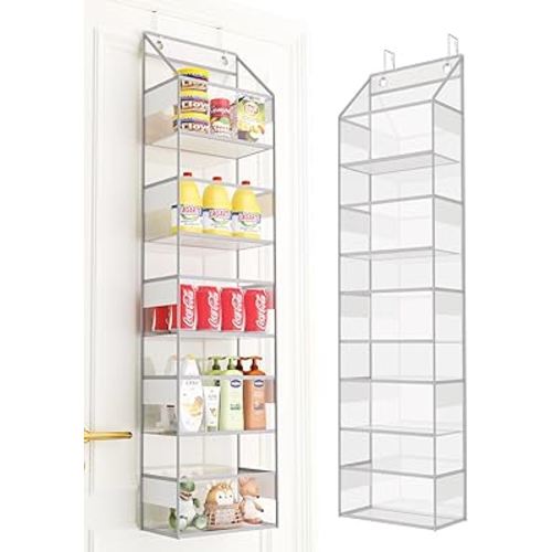 5-tier Over The Door Storage Hanging Organizer, Clear Hanging Storage Pantry Organizer, Large Capacity Door Organizer for Closet, Bedroom, Baby Nursery, Bathroom and Sundries