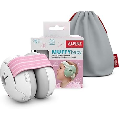 Alpine Muffy Baby Ear Protection for Babies and Toddlers up to 36 Months - CE & ANSI Certified - Noise Reduction Earmuffs - Comfortable Baby Headphones Against Hearing Damage & Improves Sleep - Pink