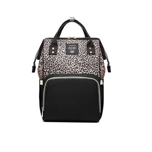 Personalized Leopard Print Diaper Bag Backpack: Embroidered Monogram Nappy Bag