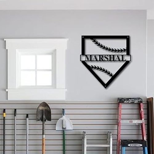Baseball home plate Name Sign-Nursery Decor-Personalized metal sign-Personalized Name Sign-Kids Name Sign-Baseball Gift-Custom metal sign