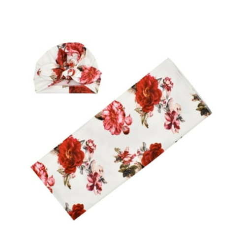 Zwiiyzr 0-4M Baby Swaddle Blanket and Headband Set Boys Girls Baby Cute Newborn Sleeping Bear Soft Wearable Swaddling Receiving Blanket Red