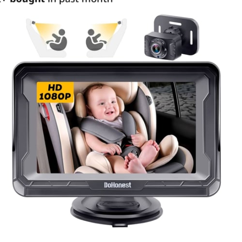 DoHonest Baby Car Camera HD 1080P - Rear-Facing Car Baby Monitor with Night Vision, Adjustable View Angle, Easy Setup, Anti-Glare Display, Safety for Kids & Infants