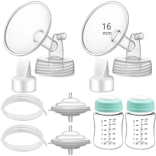 Pump Parts Compatible with Spectra S1/S2/9 Plus, Not Original Accessories, Full Set Replacements Include 16mm Flanges, Duckbill Valves, Backflow Protectors, Tubings and Bottles