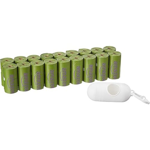 Amazon Basics Premium Leak Proof Dog Poop Bags with Dispenser and Leash Clip, Lavender Scented, 13" x 9", 270 Count (18 Rolls of 15)