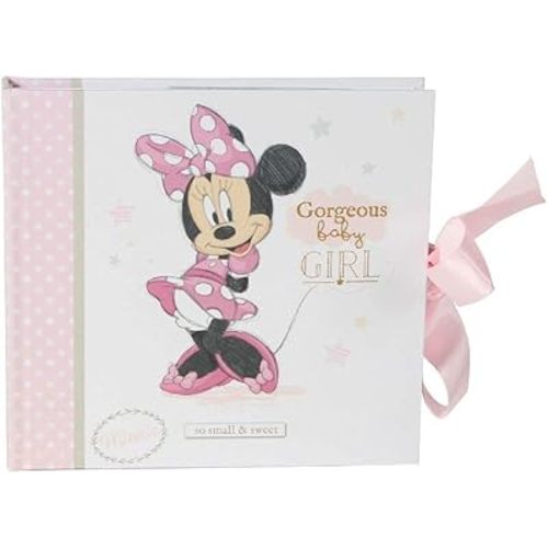 Happy Homewares Gorgeous Baby Girl Minnie Photo Album with Pink Ribbon - 50 Pictures - Officially Licensed