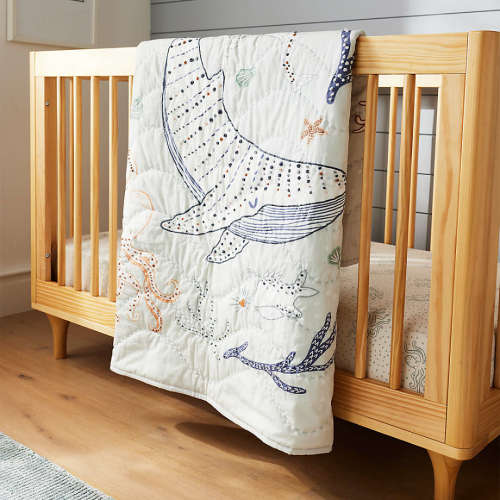 Aquatic Life 100% Organic Cotton Baby Crib Quilt