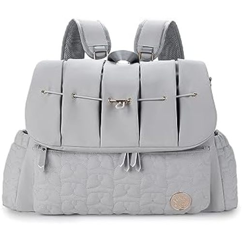 Lmbabter Diaper Bag Backpack Convertible Messenger Bag Travel Backpack Maternity Bags Stylish Baby Bag with Changing Pad for Mom (Gray)