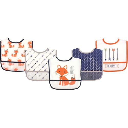 Hudson Baby Waterproof Bib with Crumb Catcher Pocket,