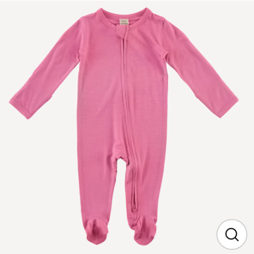 long sleeve two way zipper footie | cherry pink | bamboo