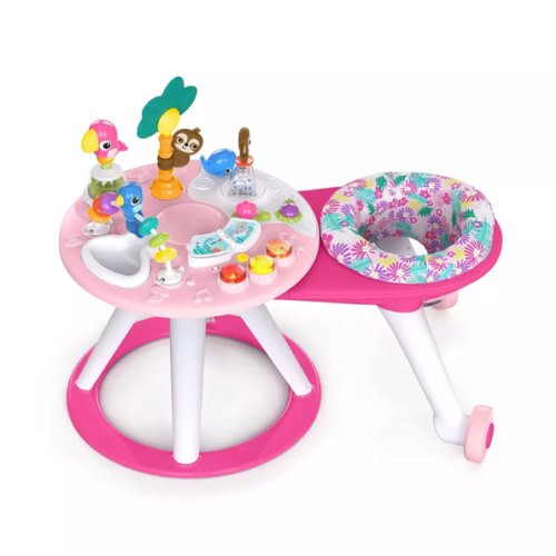 Bright Starts Around We Go 2-in-1 Walk-Around Baby Activity Center & Table, Tropic Cool, Ages 6 Months+