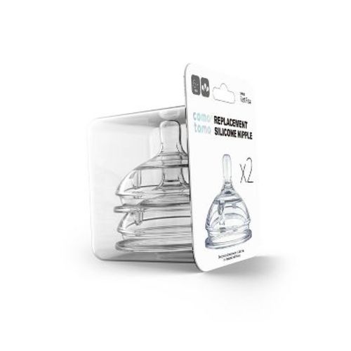 Comotomo Silicone Replacement Baby Bottle Nipples - Variable Flow - Y-cut - 2pk