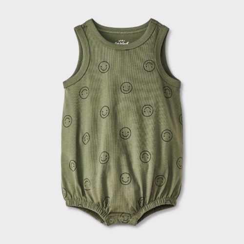 Baby Boys' Smiley Face Romper - Cat & Jack™ Green 6-9M
