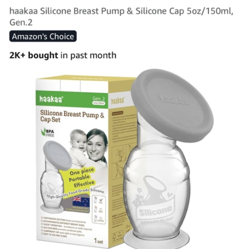 haakaa Silicone Breast Pump & Silicone Cap 5oz/150ml, Gen.2