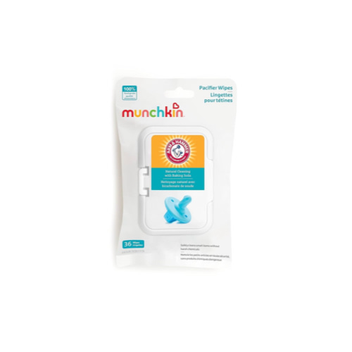 Munchkin Arm & Hammer Pacifier Wipes - Safely Cleans Breast Pump Parts and Feeding Essentials for Baby and Toddler, 1 Pack, 36 Wipes