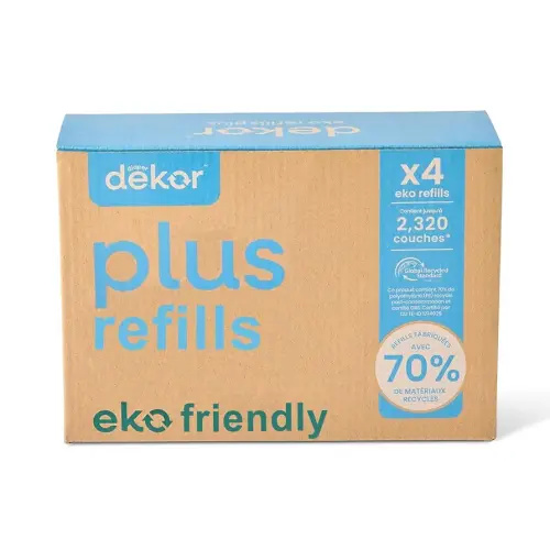 Diaper Dekor Plus Diaper Pail Refills | 4 Count Unscented | Exclusive End-of-Liner Marking | Thick, Quick & Easy to Replace | Most Economical Refill System | for Original and Eko Style Pails