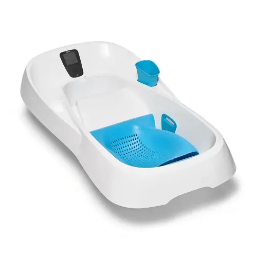 4moms Cleanwater Tub, 3-in-1 Grow-with-Me Baby Bathtub with Digital Thermometer for Newborns to Toddler, Assembled in The USA