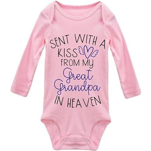 Sent with A Kiss from My Great Grandpa in Heaven Infant Newborn Baby Long Sleeve Bodysuit