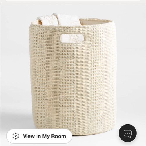 Nella Cream Cotton Waffle Weave Kids Hamper with Handles