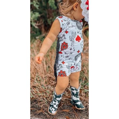 Toddler romper, summer romper, western romper.