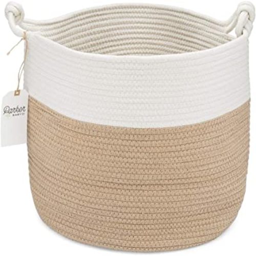 Parker Baby Nursery Storage Basket - Rope Storage Bin and Organizer for Laundry, Toys and Baby Blankets