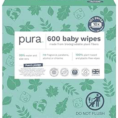 Amazon.com: Pura Natural Sensitive Baby Wipes, 99% Water, Unscented & Hypoallergenic, Suitable for Sensitive & Eczema-prone Skin, Hypoallergenic, EWG Verified, 10 Pack of 60 Wet Wipes (600 Diaper Wipes) Bulk Buy