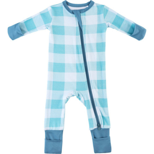 Baby Bamboo Pajamas w/ DreamCuffs®, Blue Gingham - Dreamland Baby | Maisonette