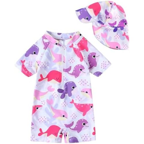 WYTbaby Baby Swimsuit One Piece Toddler Bathing Suit Long Sleeve Uv Protective for Baby Boys Girls 3 Months-3 Years