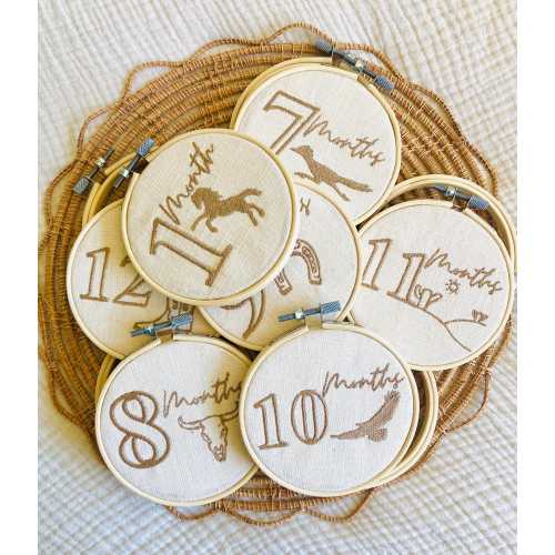 Monthly Milestone Hoops, Cowboy Milestone Card, Monthly Photo Prop Rounds, Monthly Tracker, Baby First Year Keepsake, Western nursery décor